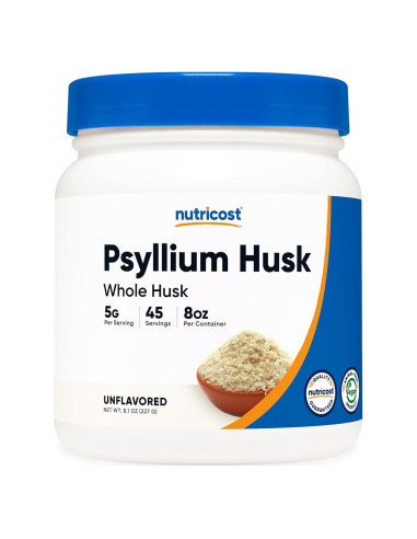 Polvo de Cáscara de Psyllium Entera Nutricost 230g - Sin Gluten