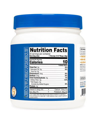 Polvo de Cáscara de Psyllium Entera Nutricost 230g - Sin Gluten