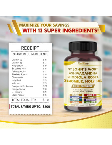 Suplemento de Hierba de San Juan PeakPury 150 Cápsulas Veganas