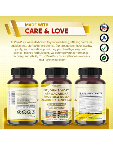 Suplemento de Hierba de San Juan PeakPury 150 Cápsulas Veganas