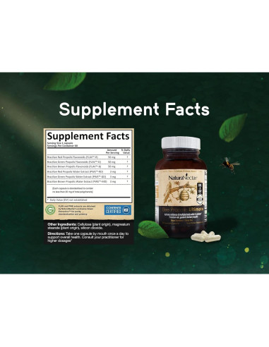 Cápsulas de Propóleos de Abeja NaturaNectar 60 pcs - Sin Gluten
