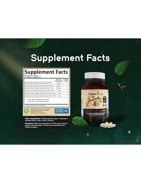 Cápsulas de Propóleos de Abeja NaturaNectar 60 pcs - Sin Gluten