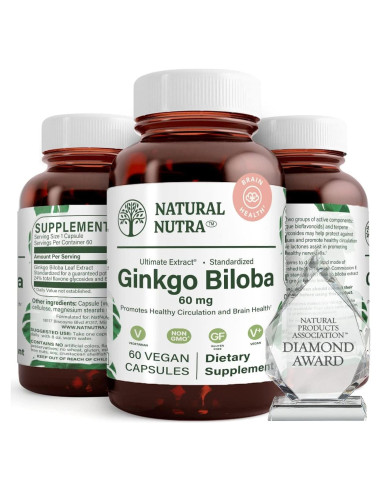Suplemento Ginkgo Biloba Natural Nutra 60 Cápsulas Veganas