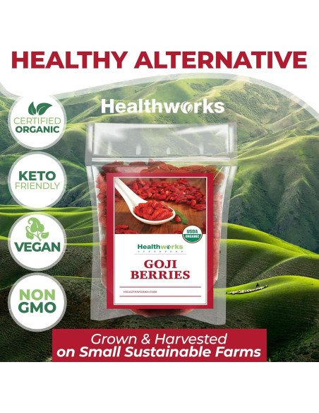 Berries de Goji Secas Orgánicas Healthworks 453.6g Veganas