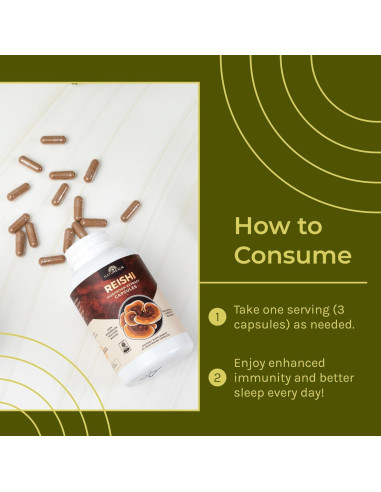 Suplemento de Hongo Reishi Naturealm - 90 Cápsulas Veganas