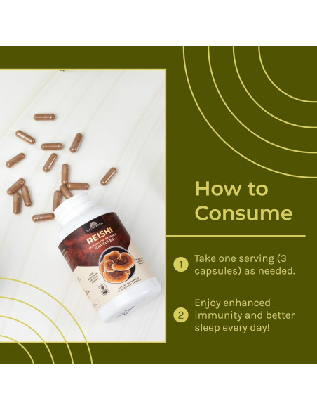Suplemento de Hongo Reishi Naturealm - 90 Cápsulas Veganas