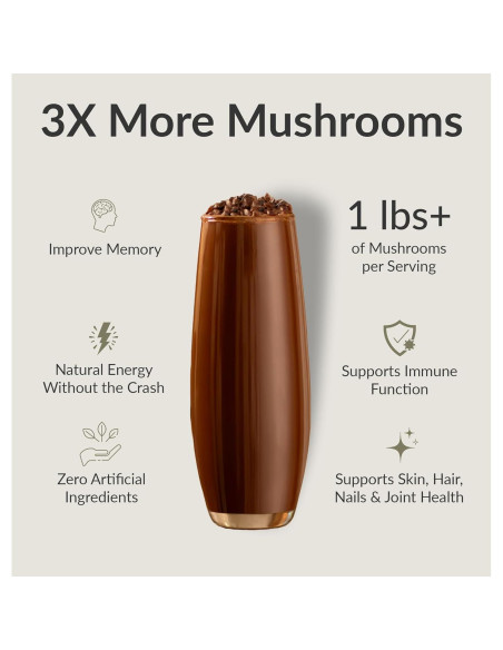 Bebida de Chocolate BIOptimizers con Hongos Adaptogénicos 15 Porciones