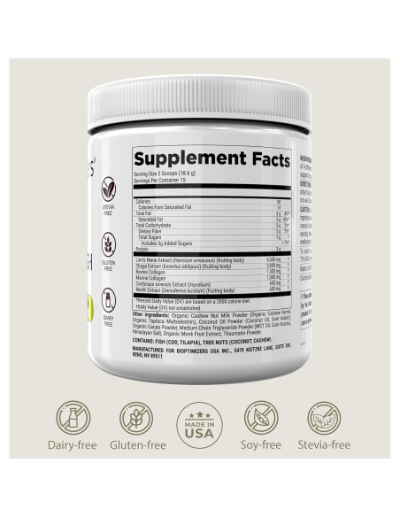 Bebida de Chocolate BIOptimizers con Hongos Adaptogénicos 15 Porciones