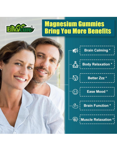 Gomitas de Magnesio Glicinato EnvyCure 400mg con Ashwagandha 60Ct