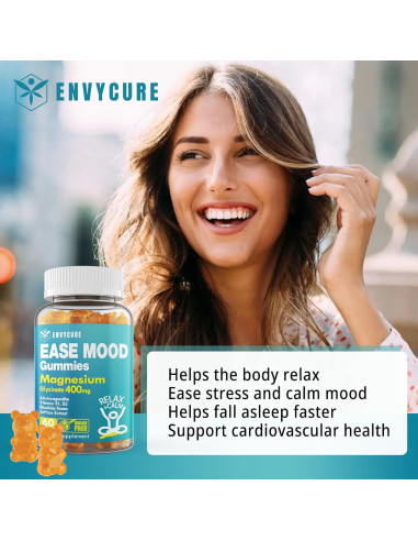 Gomitas de Magnesio Glicinato EnvyCure 400mg con Ashwagandha 60Ct