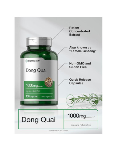 Cápsulas de Dong Quai Horbach 1000mg 150 Conteo Suplemento