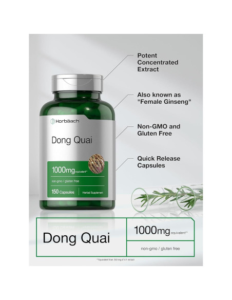 Cápsulas de Dong Quai Horbach 1000mg 150 Conteo Suplemento