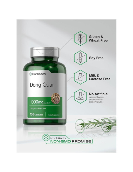 Cápsulas de Dong Quai Horbach 1000mg 150 Conteo Suplemento