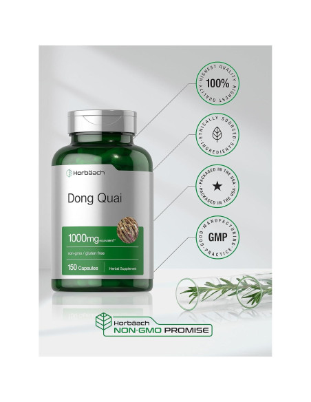 Cápsulas de Dong Quai Horbach 1000mg 150 Conteo Suplemento
