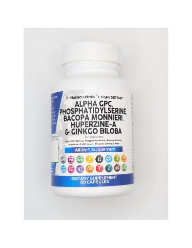 Suplemento Alpha GPC Clean Nutraceuticals 300mg 60 Cápsulas