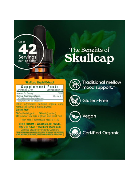 Extracto líquido de escutelaria orgánica Herb Pharm 29.57 ml