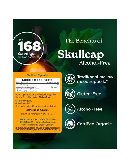 Extracto Líquido de Escutelaria Orgánica Herb Pharm 113.4 ml