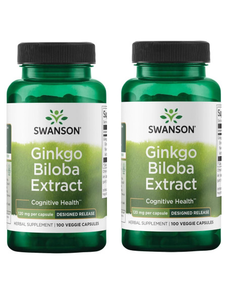 Extracto de Ginkgo Biloba Swanson 120 mg 100 cápsulas vegetales Extracto de Ginkgo Biloba Swanson 120 mg 100 cápsulas vegetales