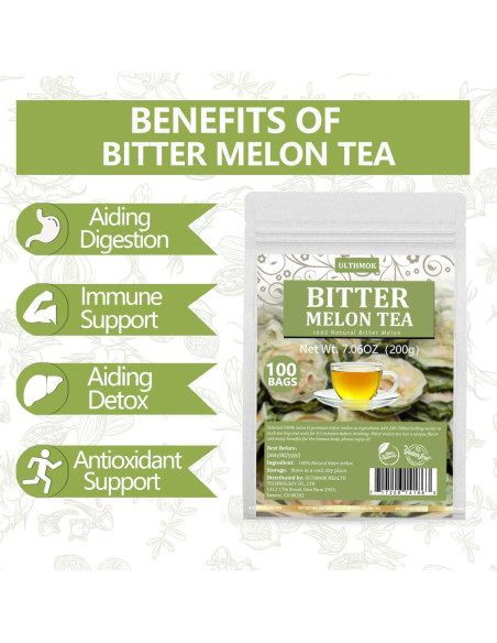 Té de Melón Amargo YLINSHA 100 Bolsas 100% Natural Sin Aditivos