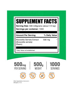 Extracto de Boswellia Serrata en Polvo BulkSupplements 500g 2