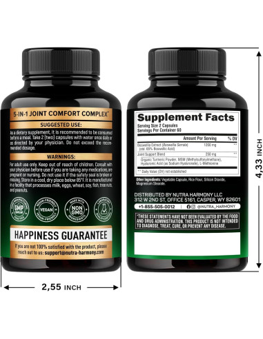 Boswellia 1200mg Nutra Harmony - Suplemento Articular 120 Cápsulas