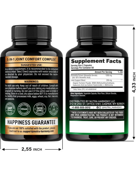 Boswellia 1200mg Nutra Harmony - Suplemento Articular 120 Cápsulas