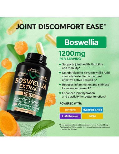 Boswellia 1200mg Nutra Harmony - Suplemento Articular 120 Cápsulas