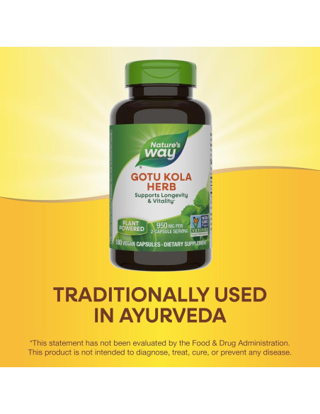 Suplemento Herbal Gotu Kola Nature's Way 180 Cápsulas 950 mg