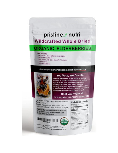 Baya de Saúco Orgánica Secas Pristine Nutri 907 g - Antioxidantes
