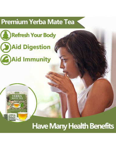 100 Bolsas de Té de Yerba Mate YILINSHA 100% Natural Sin Humo