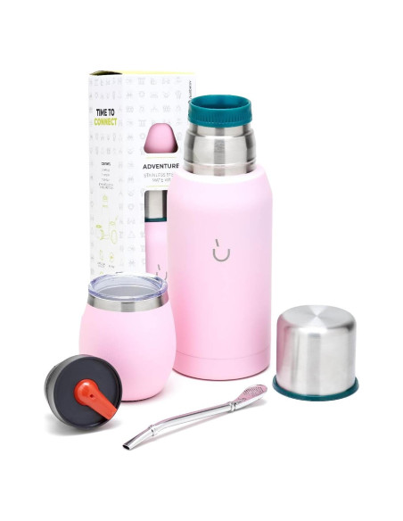 Kit de Yerba Mate BALIBETOV Rosa - Taza, Sorbete y Termo 0.74L