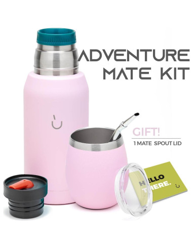Kit de Yerba Mate BALIBETOV Rosa - Taza, Sorbete y Termo 0.74L