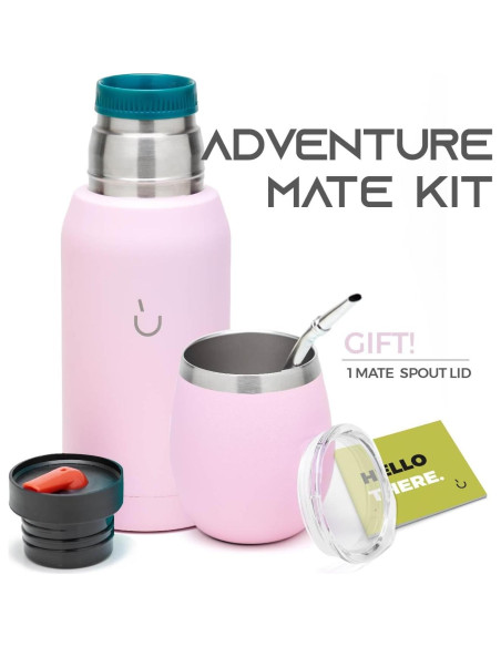 Kit de Yerba Mate BALIBETOV Rosa - Taza, Sorbete y Termo 0.74L