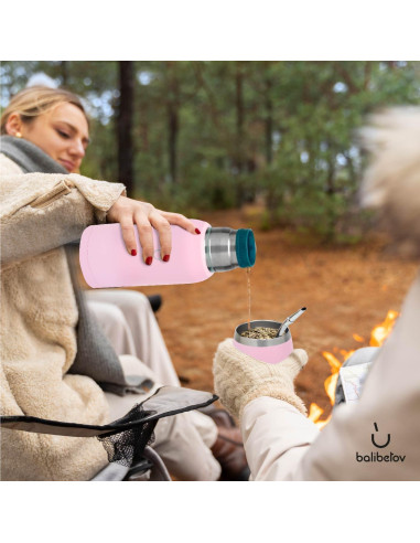 Kit de Yerba Mate BALIBETOV Rosa - Taza, Sorbete y Termo 0.74L