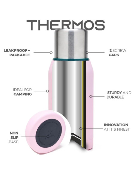 Kit de Yerba Mate BALIBETOV Rosa - Taza, Sorbete y Termo 0.74L
