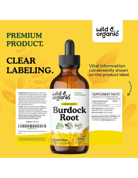 Tintura de Raíz de Bardana Silvestre y Orgánica 118 ml