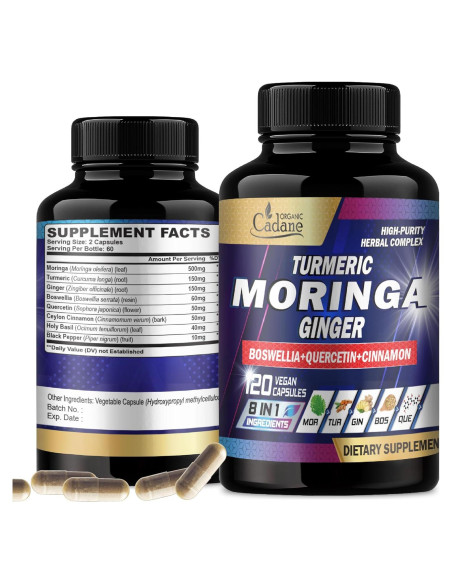 Suplemento de Moringa Orgánica Cadane - 120 Cápsulas Veganas