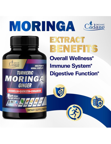 Suplemento de Moringa Orgánica Cadane - 120 Cápsulas Veganas