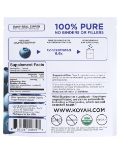 Cápsulas de Arándano Silvestre Orgánico KOYAH - 60 Unidades 2