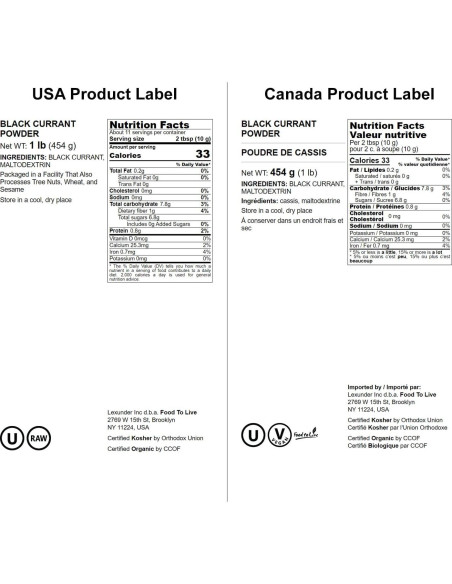 Polvo de Grosella Negra Food to Live 0.45 kg - Superalimento Vegano