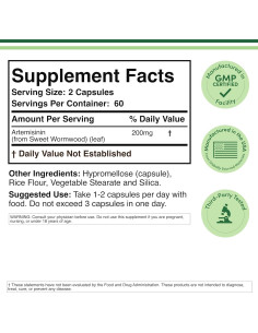 Artemisinina 200mg Double Wood - 120 Cápsulas Veganas 2