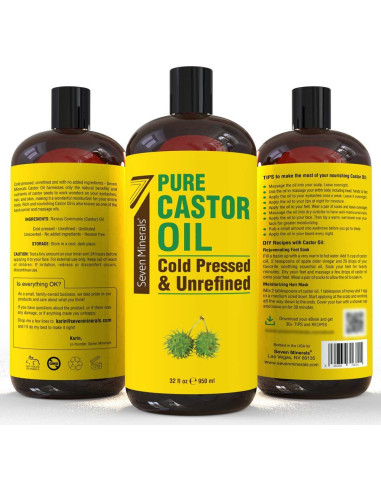 Aceite de Ricino Puro Seven Minerals 32 oz - Sin Refino