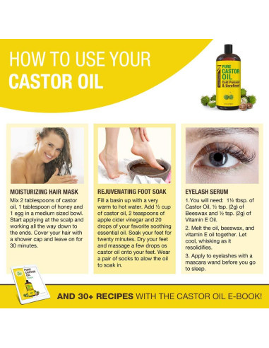 Aceite de Ricino Puro Seven Minerals 32 oz - Sin Refino