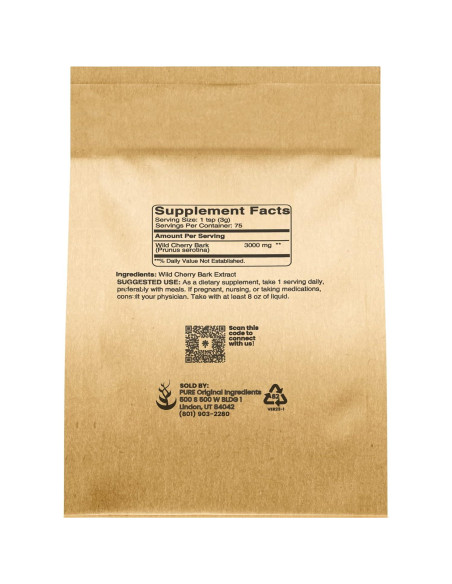 Corteza de Cereza Silvestre 226.8 g Ingredientes Originales Puros