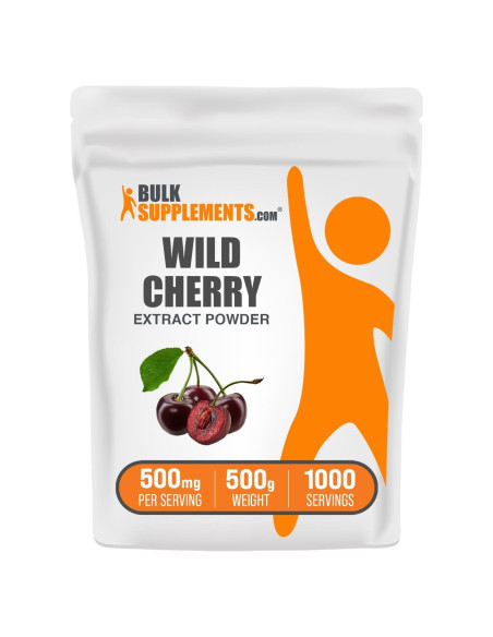 Polvo de Extracto de Cereza Silvestre BulkSupplements 500g - Suplemento Herbal Sin Gluten