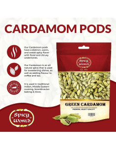 Vainas de Cardamomo Verde Spicy World 99.22 g - Calidad Premium 2