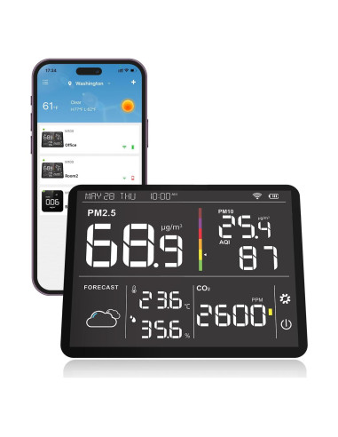 Monitor de Calidad del Aire Temtop M100-US 8-en-1 CO2 PM2.5