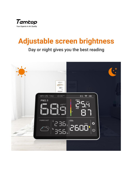 Monitor de Calidad del Aire Temtop M100-US 8-en-1 CO2 PM2.5