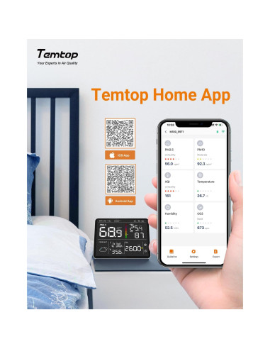 Monitor de Calidad del Aire Temtop M100-US 8-en-1 CO2 PM2.5