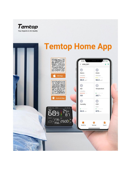 Monitor de Calidad del Aire Temtop M100-US 8-en-1 CO2 PM2.5